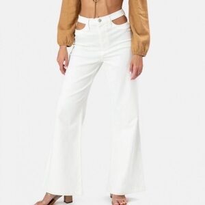 Adika White flare pants with cutout